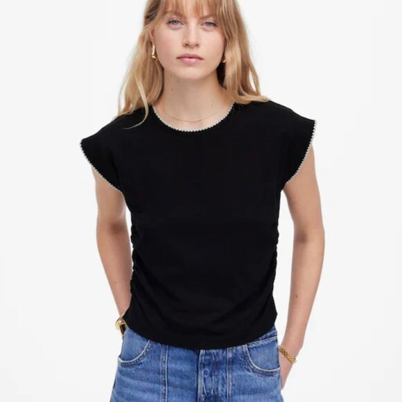 NWT Madewell Black Side-Cinch Muscle Tee - Size: Small - Picture 1 of 12